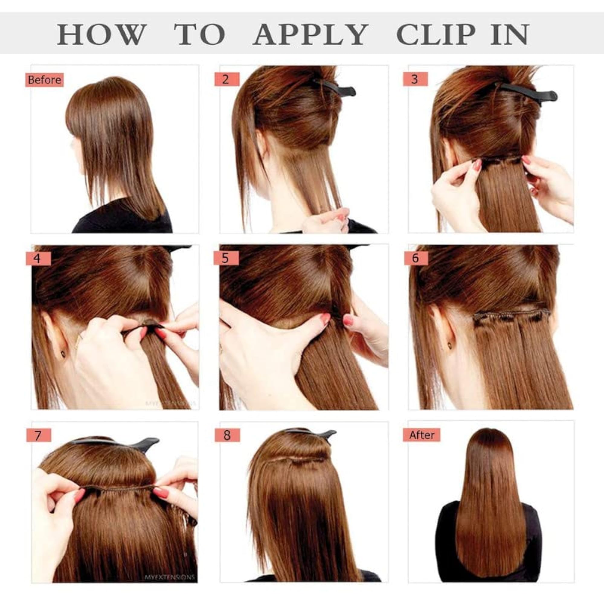 5 Clip Based Synthetic Hair Extension (Brown, 24-inches)