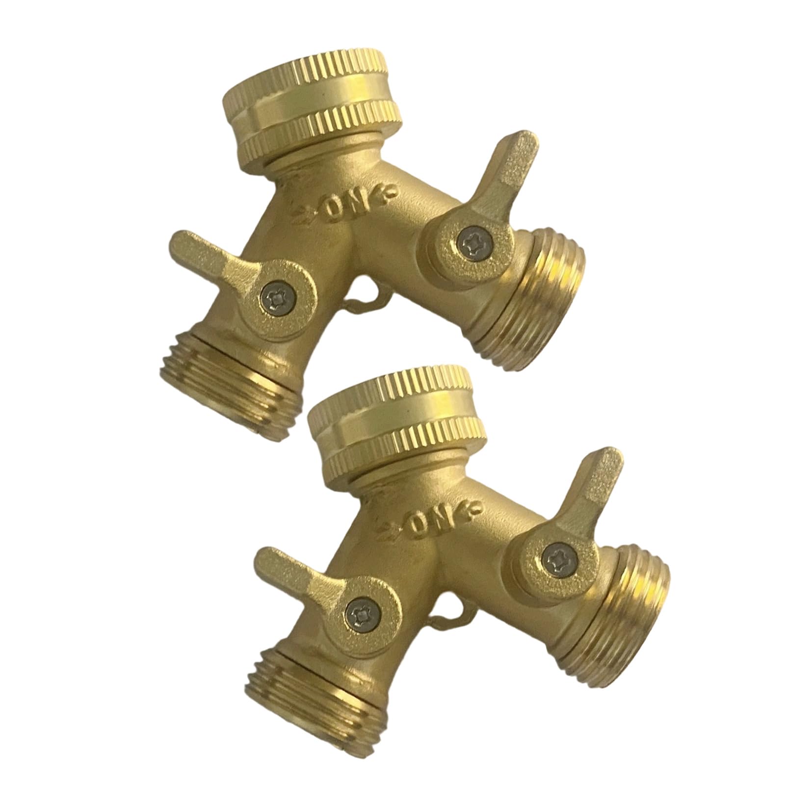 Msioytog European Silk Teeth Copper Y Shaped Water Splitter Fitting Connector 3 / 4Inch Outdoor Lawns Sprinkler Connection Leakproof Design Brass Garden Hose Splitter