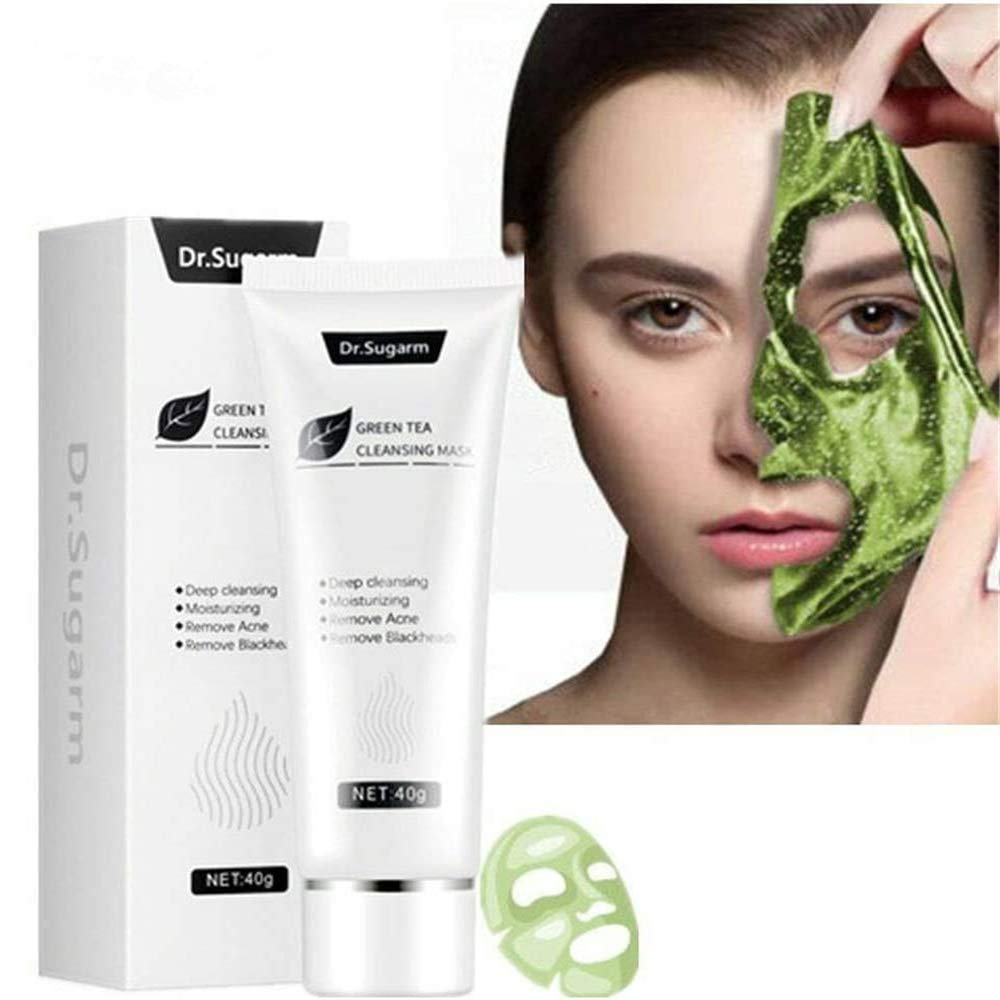 Dr.Sugarm Green Tea Blackhead Mask,Skin Care Remove Acne Mask Natural Healing Clay Gel, Blackhead Remover Deep Cleansing Mask Peel Off Mask (2PCS)