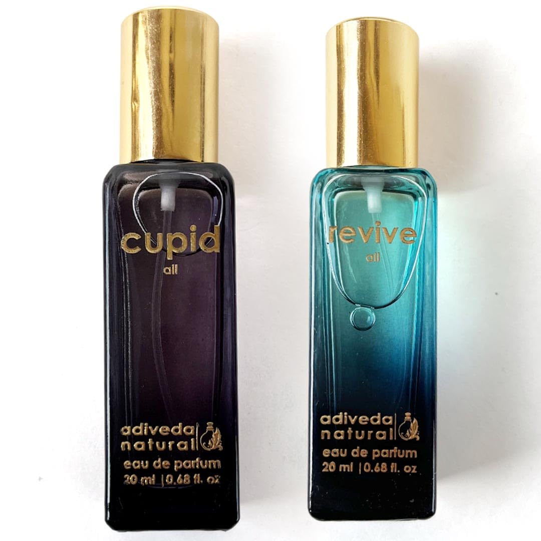 Adiveda Natural Cupid Unisex & Revive Unisex EDP - White Oud | Woody & Musky Unisex Pocket Perfume for All 20 ml Each (40ml) Pack Of 2