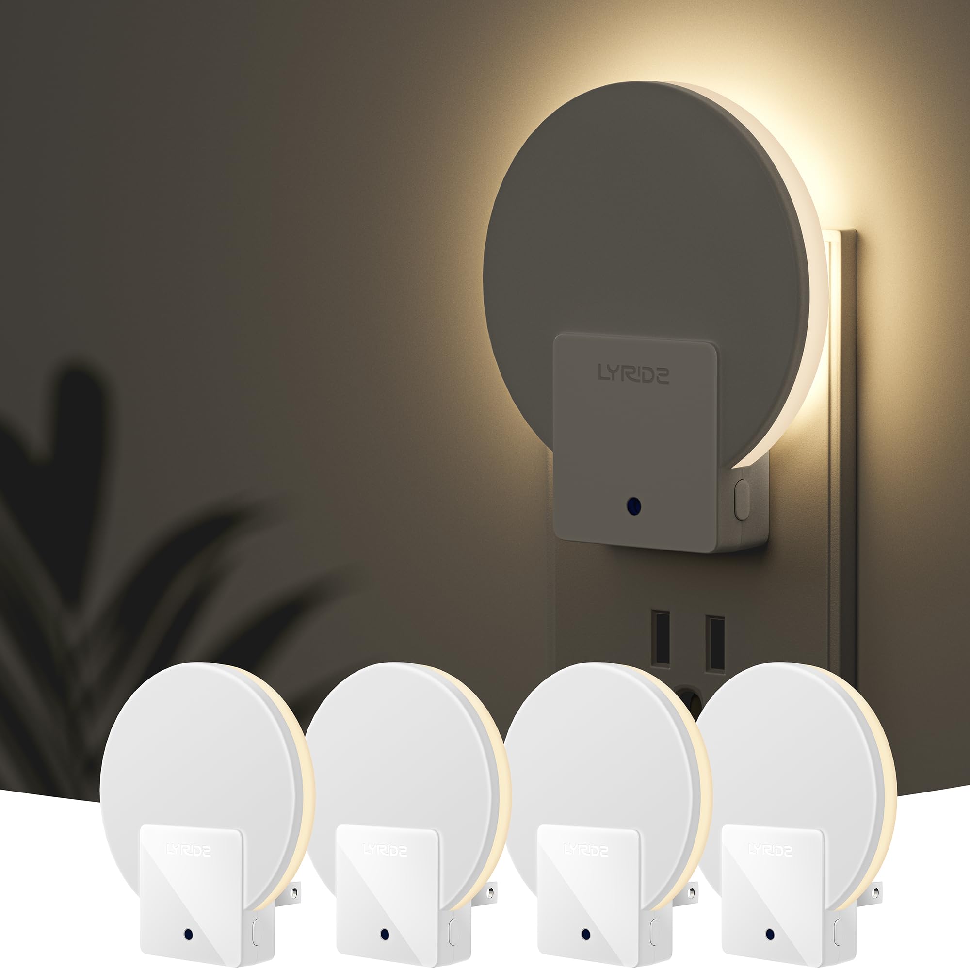 Lyridz Plug in LED Backlit Night Light with Auto Dusk to Dawn Sensor 1-50 LM Dimmable Warm White