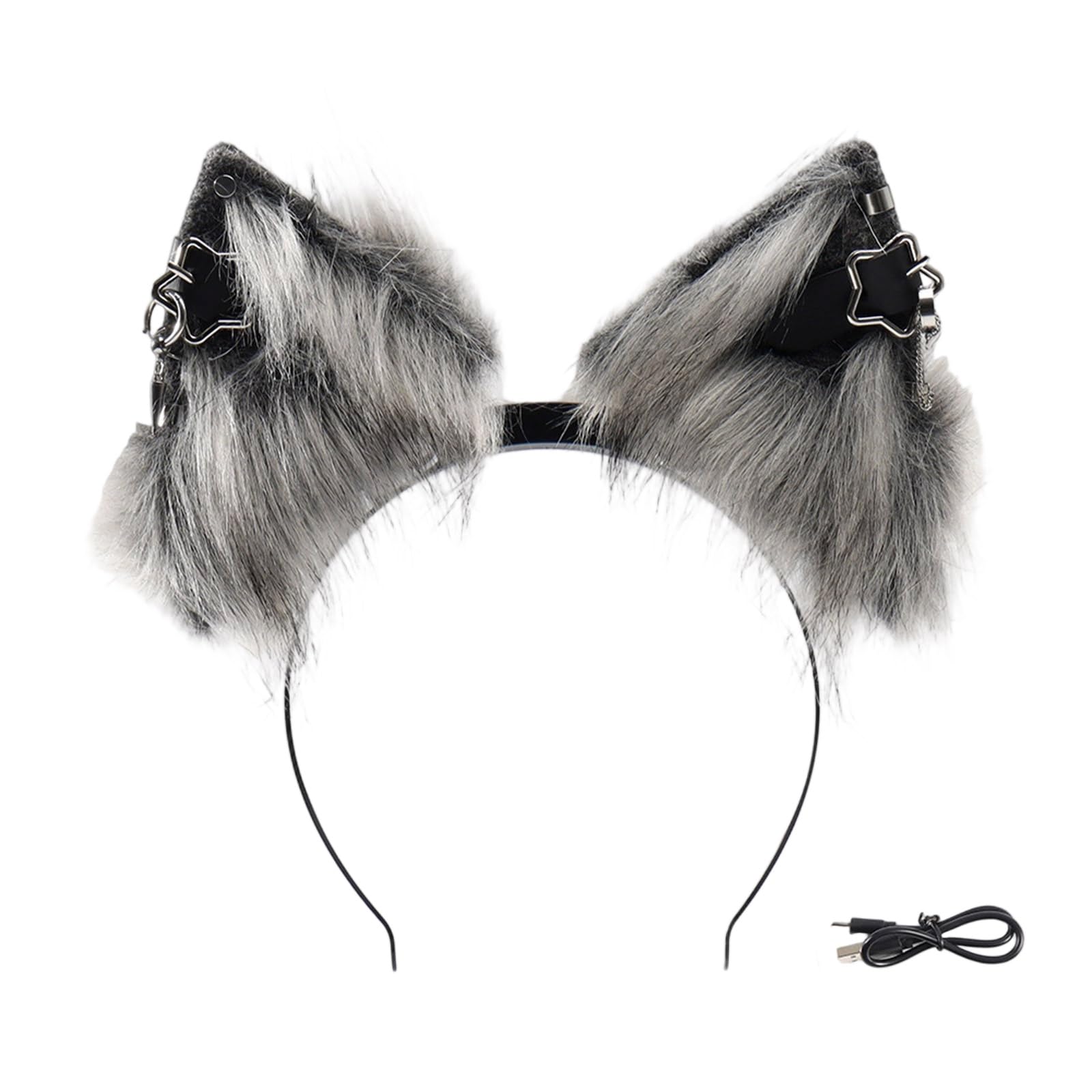 YIBOZI Plush Electric Cat Ear Headband,Rechargeable Plush Animal Ear Headpiece With Moving Usb Propelled For Parties Costuming And Participatory Play