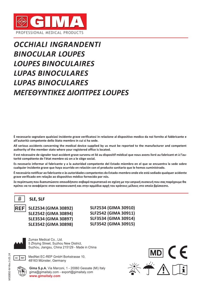 GIMA ref 30914 Lupas binoculares style 3,5X - 340 mm, gafas elevables ligeras de tipo galileano, lentes de vidrio de calidad, ángulo ajustable de 0° a 40°, distancia pupilar ajustable