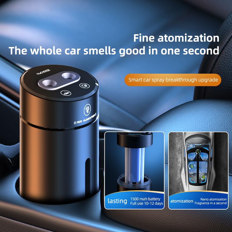 Image of Car Diffuser Humidifier Aromatherapy Essential Oil Air Freshener, Ultrasonic Atomizer, Adjustable Concentration, Auto On /Off, Built-in Battery