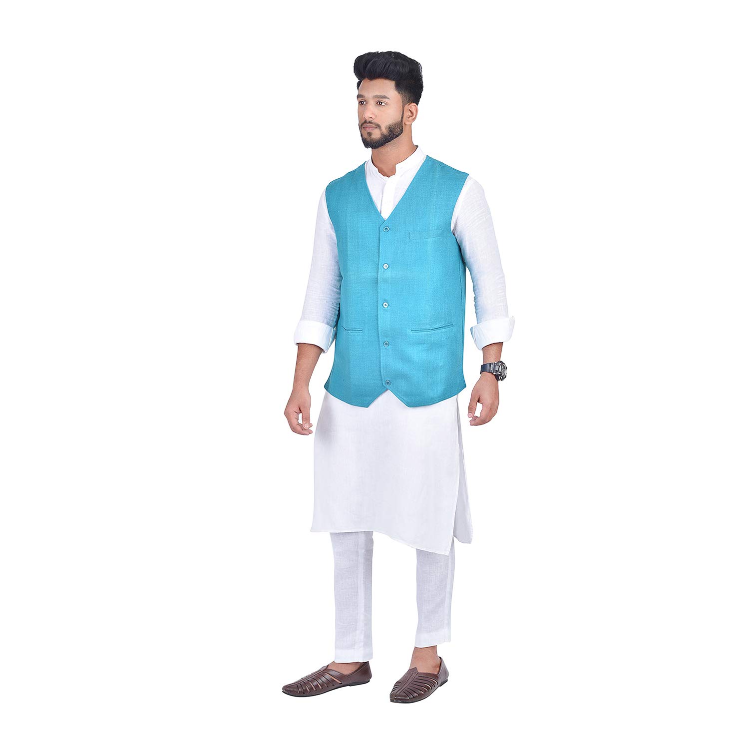 nilima silk Bhagalpuri Handloom Silk Nehru Jacket (Blue, Ns 89_Parent)-picture-48