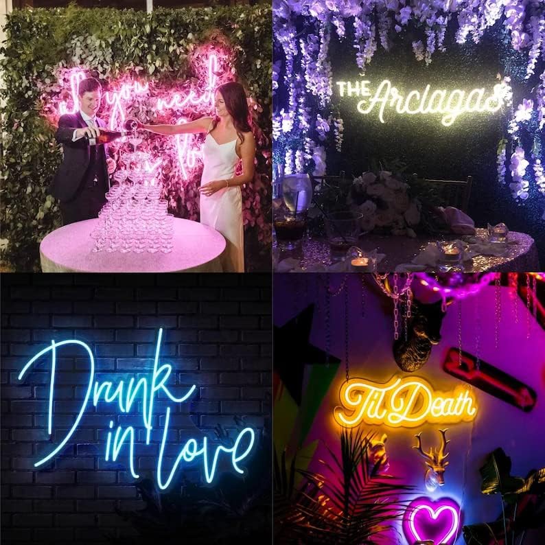 Miniatura 2 de Letreros de neón personalizables, letreros de neón LED personalizables para dormitorio, baño, decoración de pared, boda, fiesta, bar, salón de