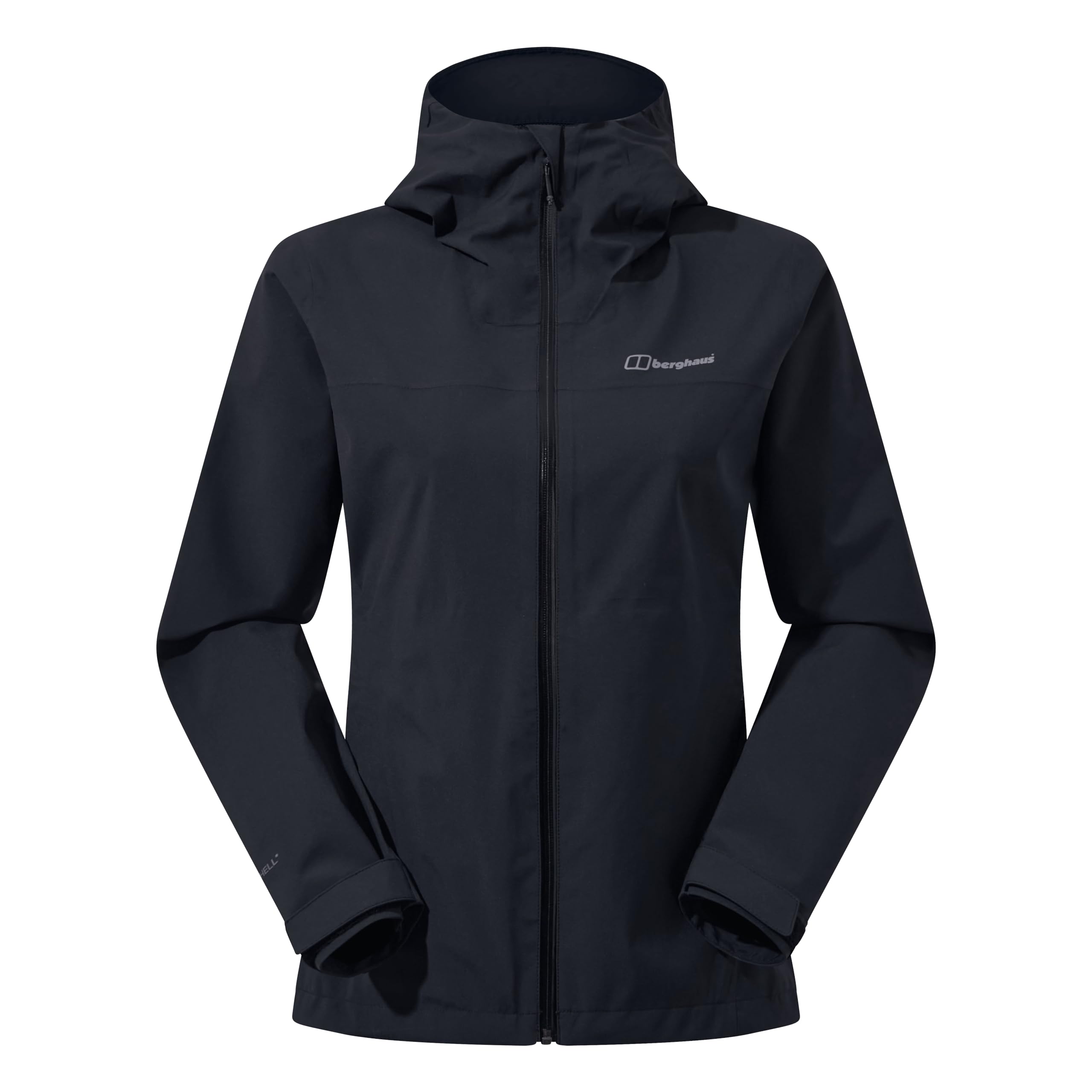 Berghaus Women's Arnaby Hooded Waterproof Jacket | Lightweight | Stretch, Black/Black, 20