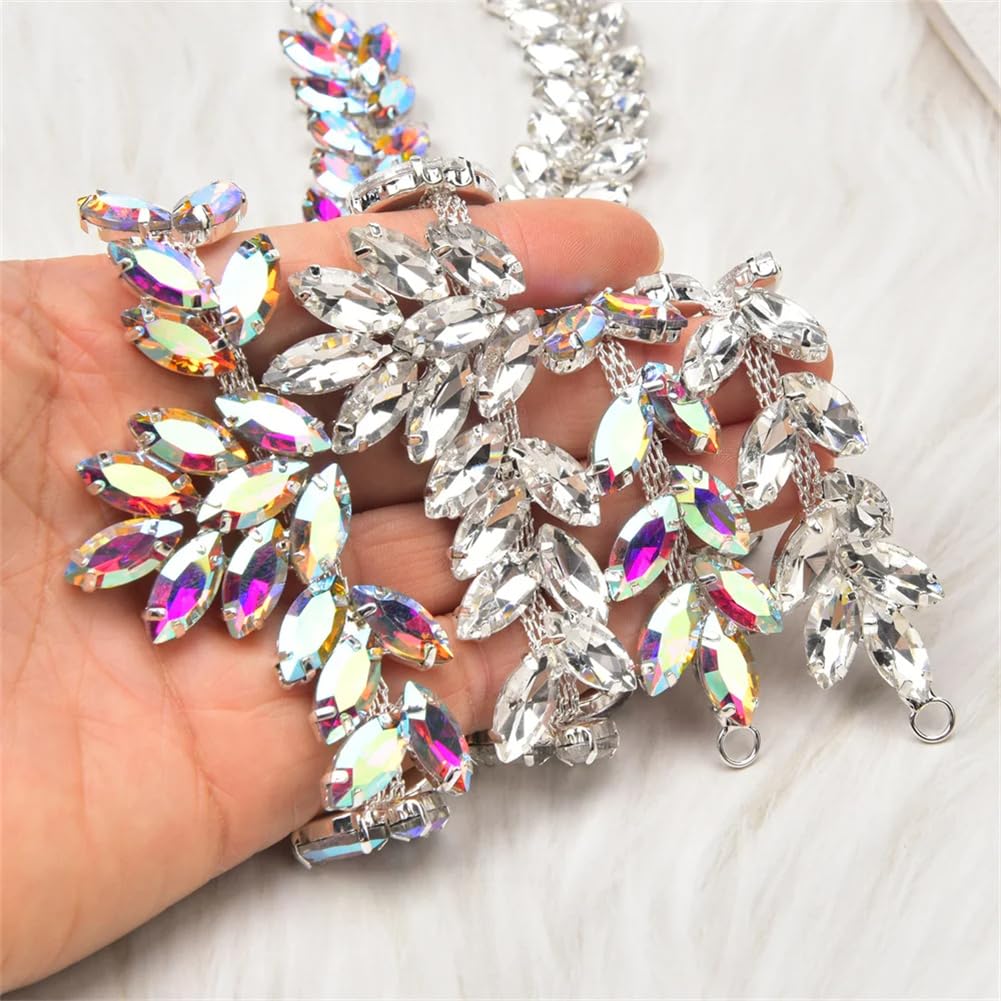 Frędzle z kryształkami, Łańcuszek z frędzlami i kryształkami, aplikacja wykończenia, wielokolorowy, 2 szt(Crystal,2Pcs)