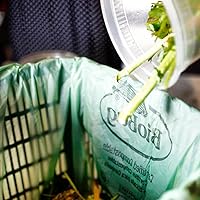 Vista 4 de BioBag Contenedor de compostaje de cocina para encimera y 25 bolsas compostables certificadas de 3 galones, aprobadas por BPI y ASTM D6400