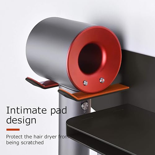 Miniatura 3 de FLE Soporte para secadora de pelo montado en la pared con estante  Soporte para secadora de pelo organizador compatible con secadora de pelo Dyson
