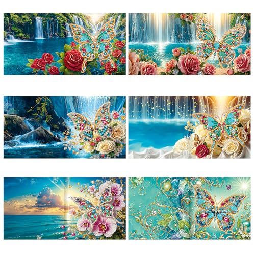 ycyingcheng Kit de tarjetas de felicitación de pintura de diamantes 5D, suministros para hacer tarjetas de Navidad y cumpleaños, regalo creativo para mujeres, niñas, amigos (con sobres) (GC A014)