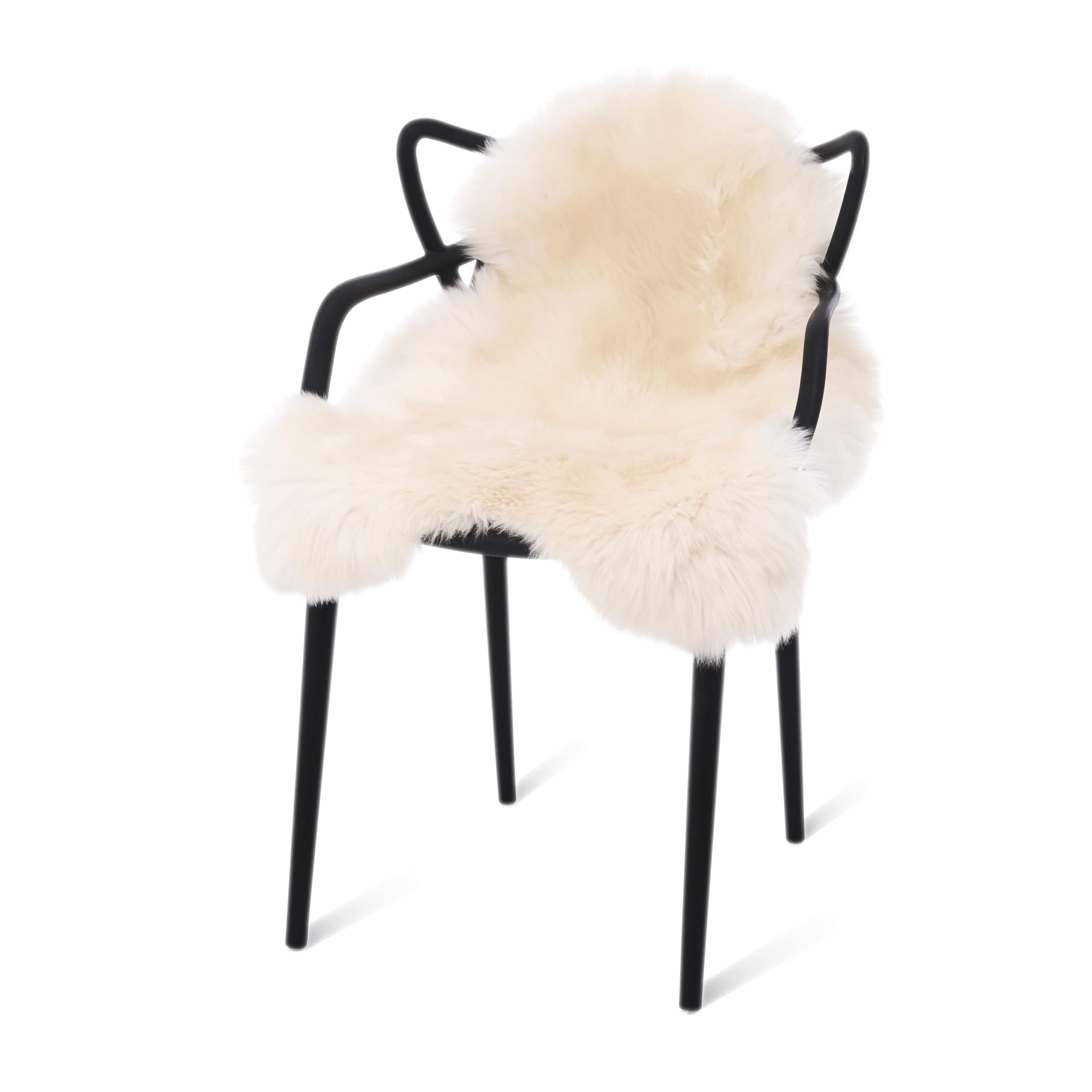 Peau de mouton australienne de qualité supérieure - Blanc - 80 x 60 cm - 4-6 cm - Pour chaise - Sans odeur - En peau d'agneau véritable - Pour canapé - Peau de mouton