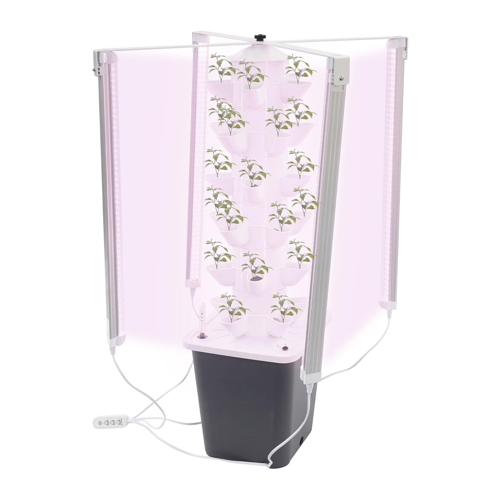 Tour Hydroponique 30 Plantes 6 Niveaux 4 LED Réservoir d'eau 10L