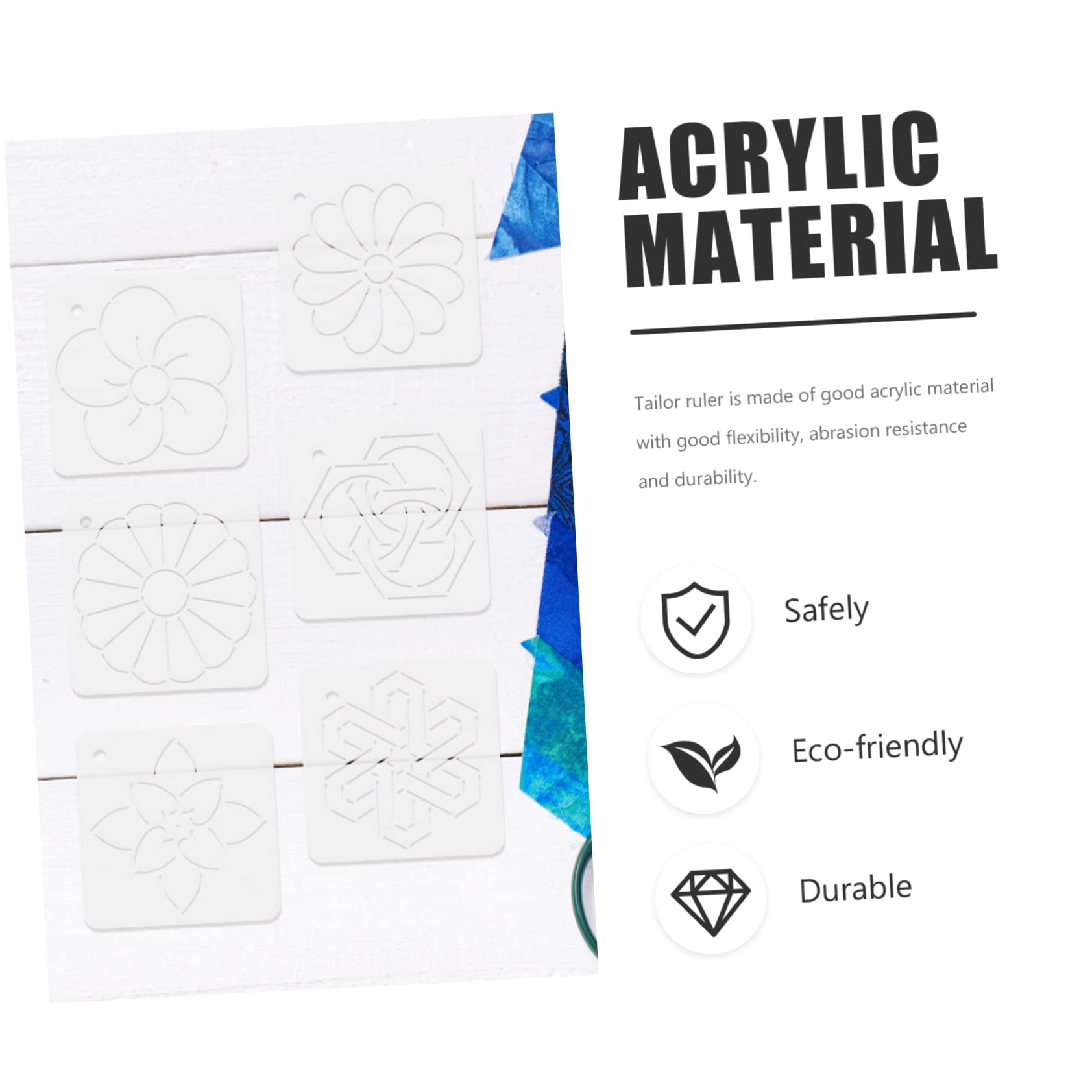 TEHAUX Juego De 3 Plantillas Acrílicas Para Acolchado Kit De Proyecto De Costura Plantilla De Patchwork Plantilla De Bordado Herramientas De Costura 6 Piezas X 3