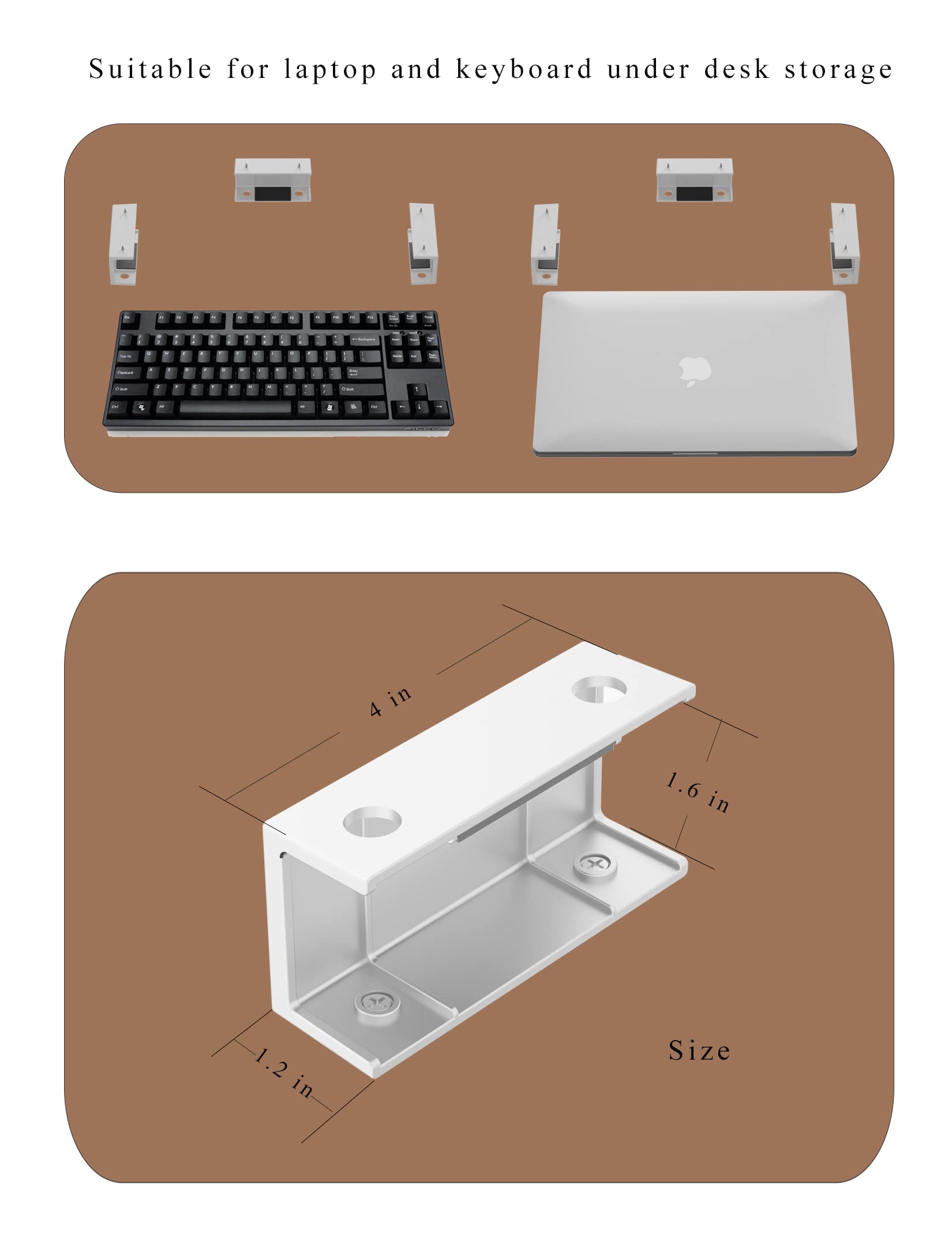 ZZHDESBY Under Desk Laptop Mount Under Desk Laptop Drawer with Adhesive & Screw Fit for Macbooks, Keyboard, Routers, Modems, Cable Box, Network Switch and More (White)