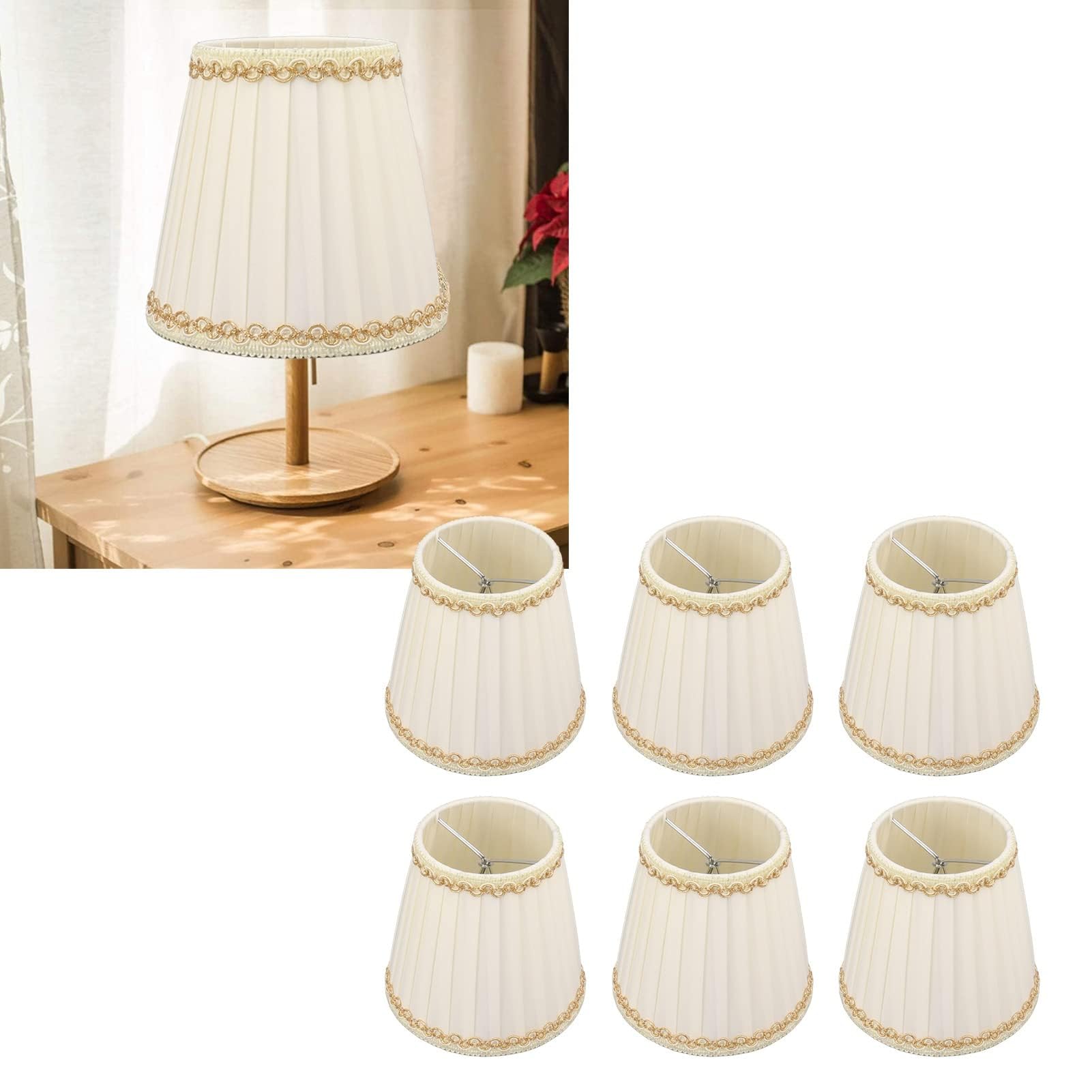 6pcs Small Lamp Shades for Table Lamps Clip on Pendant Lamp Shade, Drum Lamp Shades - Image 4
