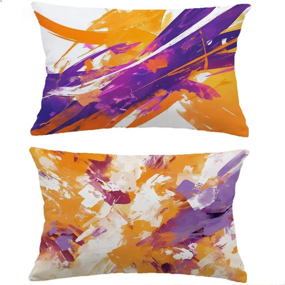 Housse de coussin décorative orange 70x90 pour coussin extérieur de jardin