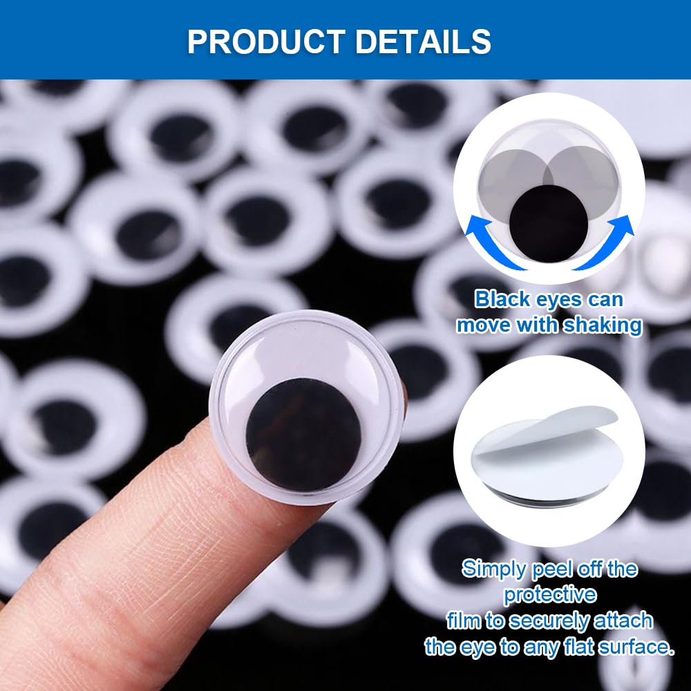 Hyxodjy 100 Occhi Adesivi Mobili 20 Mm – Occhi Di Plastica Autoadesivi Per Fai Da Te E Scrapbooking