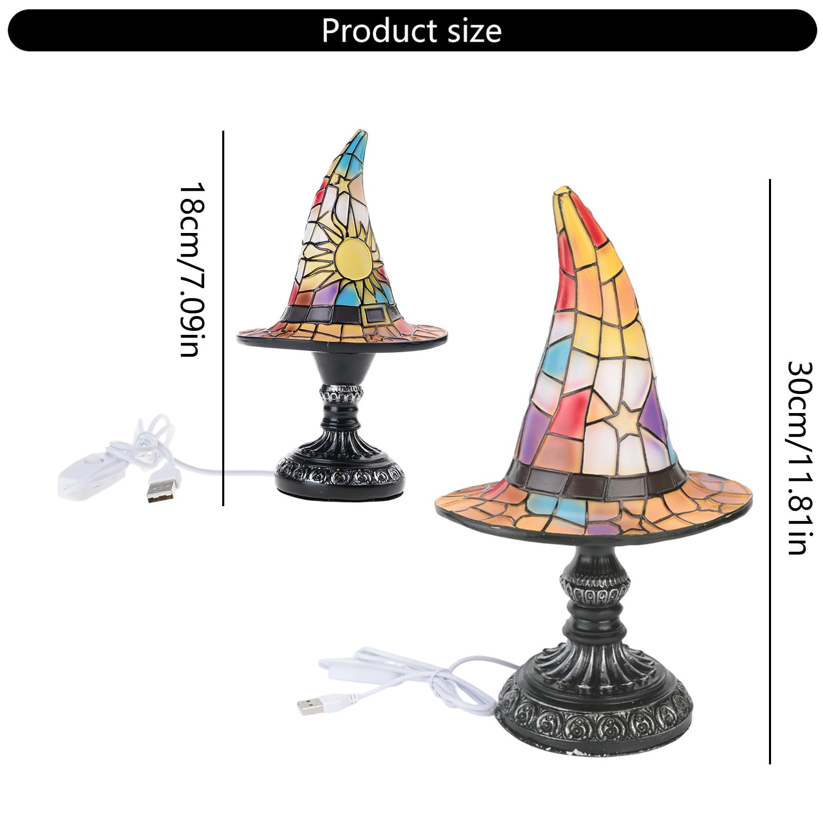 Lampada da esposizione per cappello da strega di Halloween, 30 cm