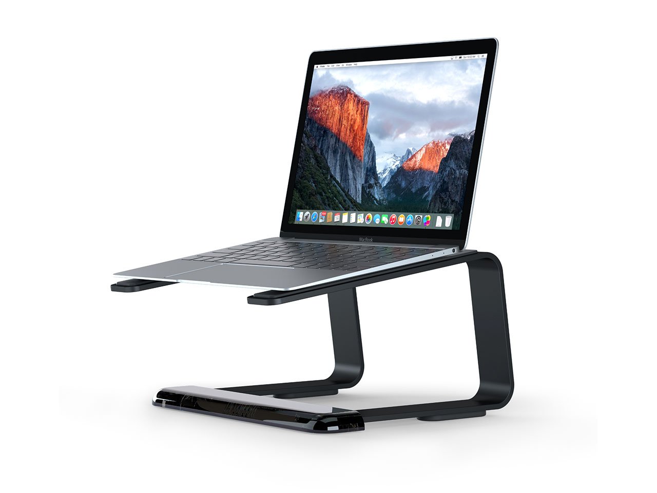Griffin Elevator Laptop Stand - Ergonomic Computer Riser & Laptop Mount Made of Sturdy Brushed Aluminum - Supports Posture & Elevates Workspace with a Minimal Design, Black (2.5 Oz)