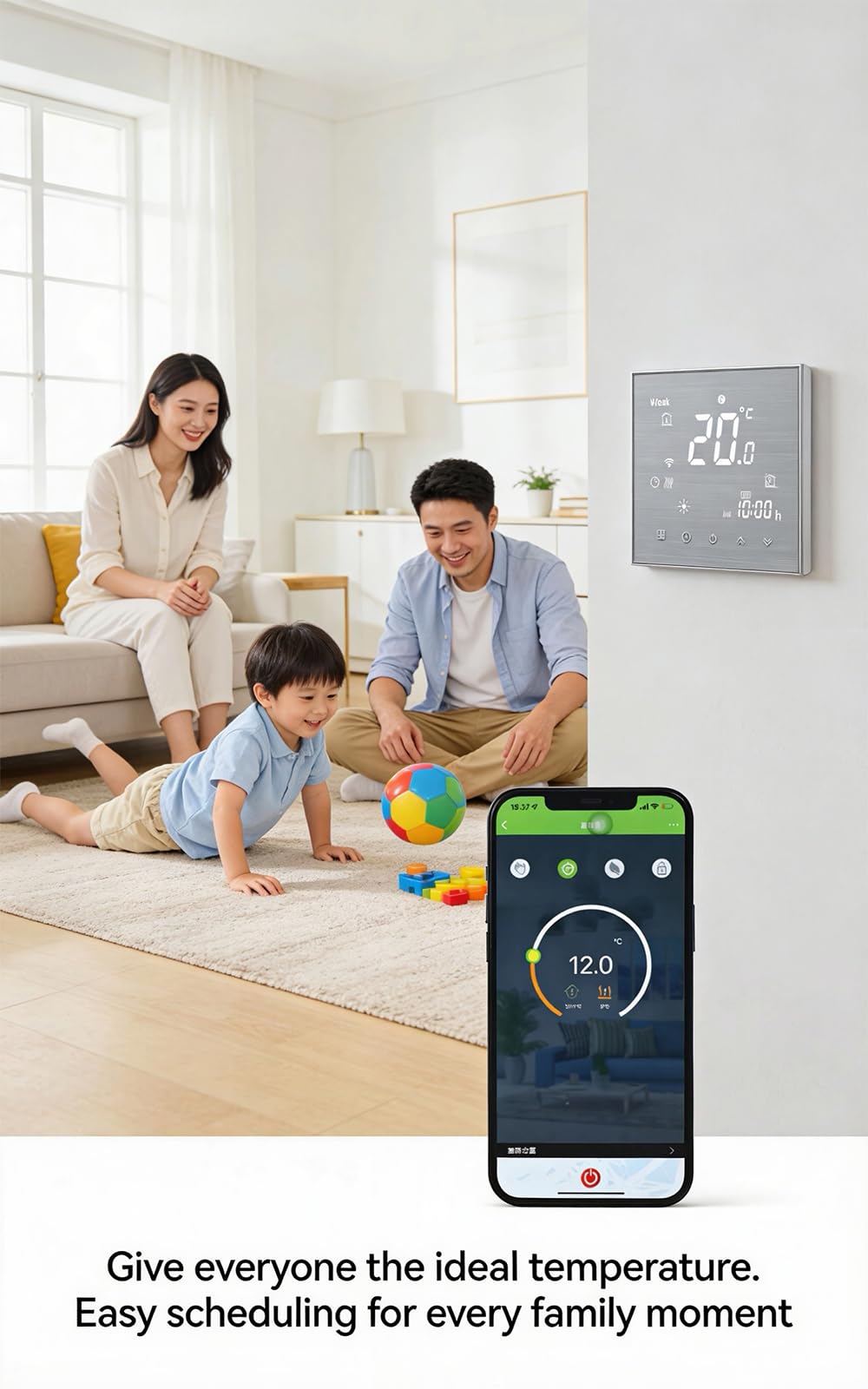 Termostato WiFi 5A 220V Agua LCD programable Alexa Google Home | Pantalla LCD inteligente con panel cepillado, regulación automática para calefacción de agua