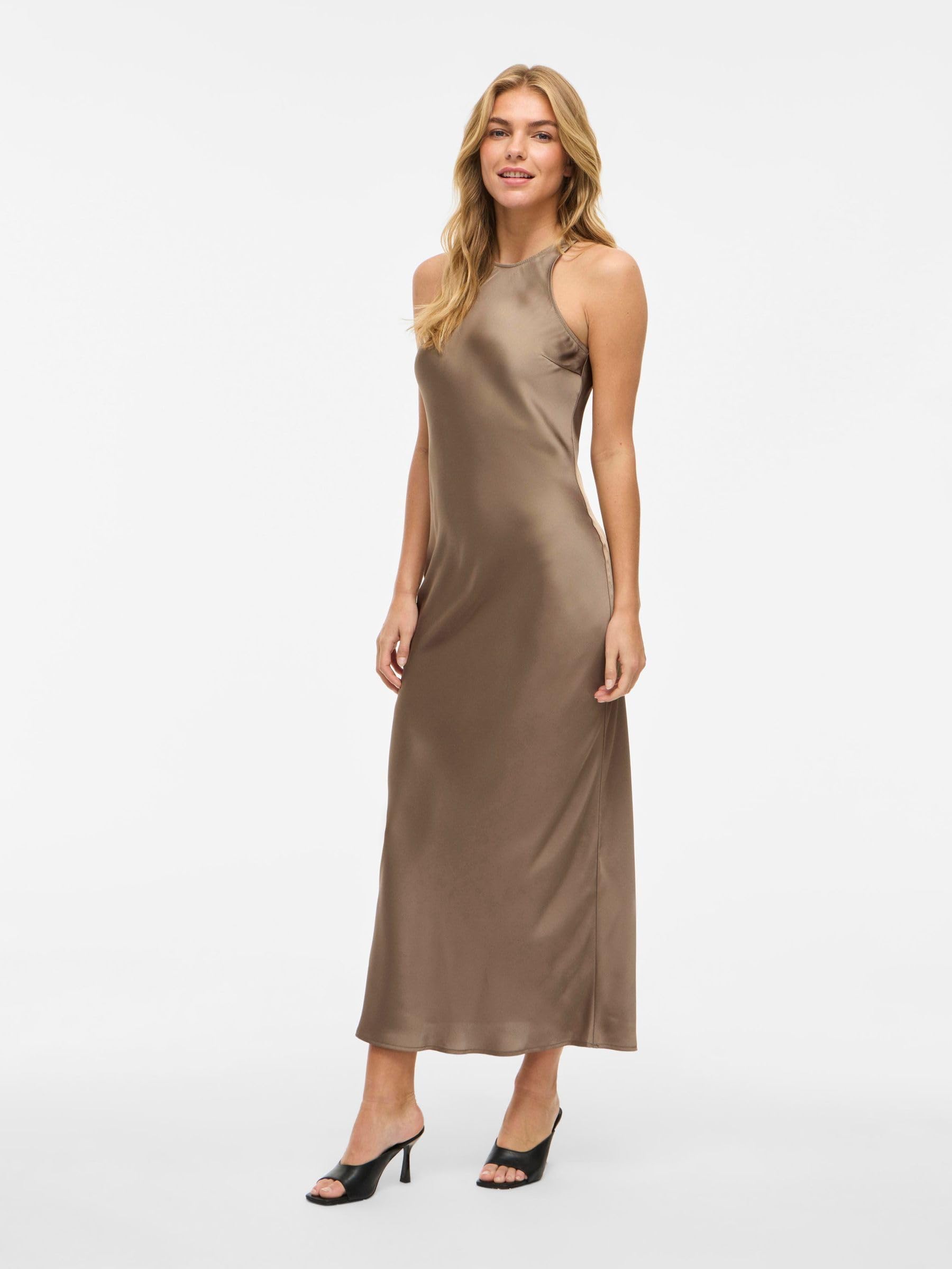 Vila Female Maxikleid Female Damen Maxikleid VIRAVENNA – Ärmelloses Sommerkleid mit Rundhalsausschnitt und fließender Passform