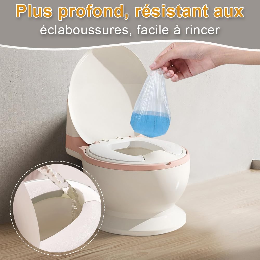 Maceta para bebé con sonido de caza de agua, inodoro de aprendizaje para niños de 1-4 años, 0-20 kg, cómodo antideslizante, maceta extraíble (rosa)