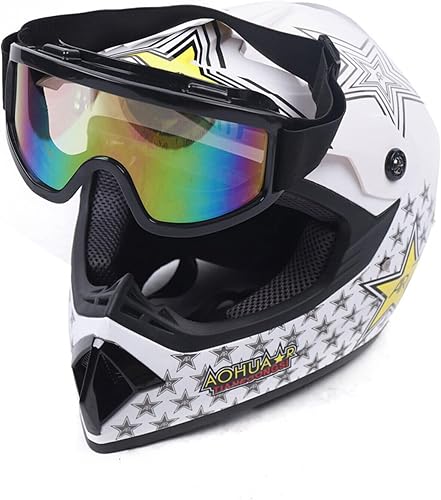 Miniatura 2 de Casco de cara completa para motocicleta, motocross, ATV, UTV, todoterreno, MTB Racing Casco, cascos ligeros DOT con guantes de gafas para adultos y
