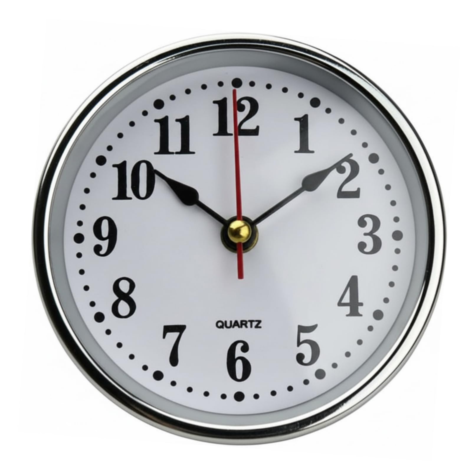 1 Pc Silver Mini 2-1/2 Insert Clock 65mm Round Movement Clock White Face Tone Arabic Numerals Head Mini Home Décor Product