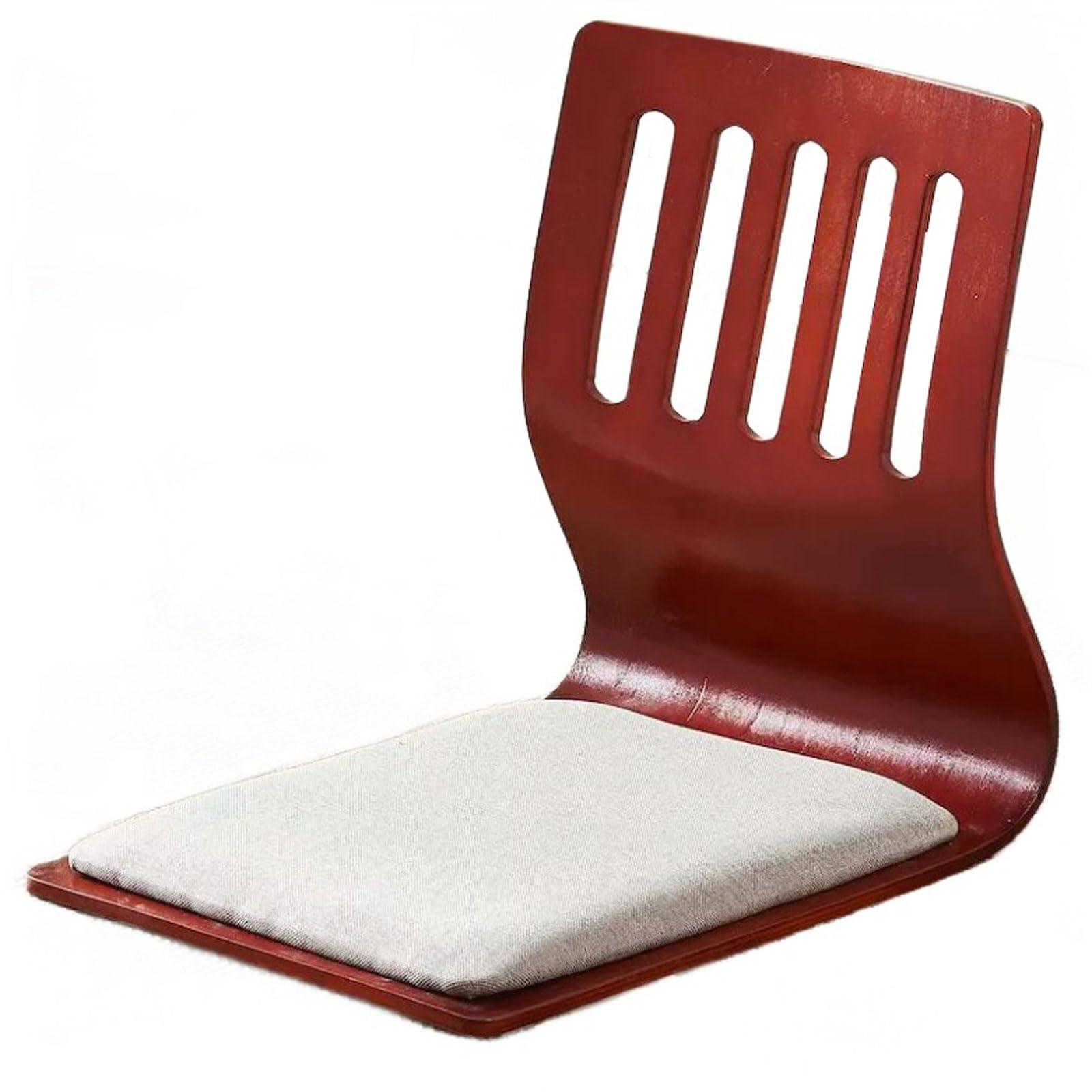 Silla de meditación sin Patas, de Suelo, de Madera, con cojín de Tela, Tatami, con Respaldo, 37 x 46 x 41 cm (A 37 x 46 x 41 cm)