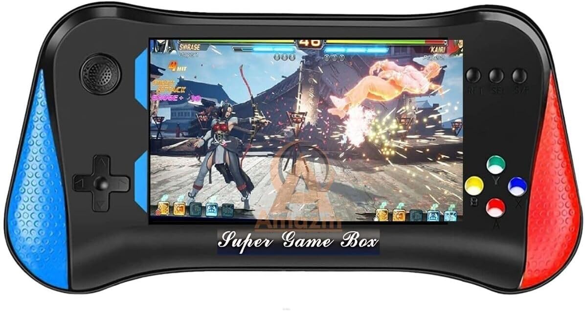 Amazm Handheld Video Game Console, Rechargeable 8 Bit Classic, Retro Mini Game with 500 in 1 Classic SUP, TV Compatible, Video Games for Kids 7 to 18 Years, 90s Games, Hand Video Games for Kids, Black