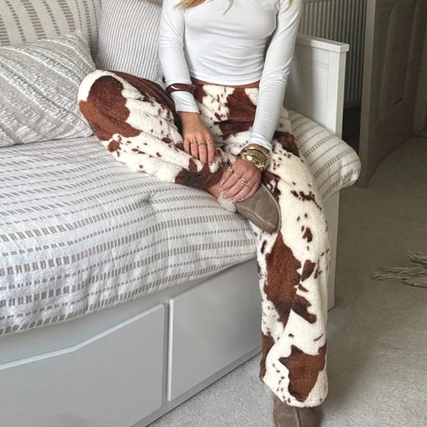 Image of Leopard Pants Women Therian Fuzzy Pajama Pants Y2k Cheetah Pants Grunge High Waisted Fluffy Pants