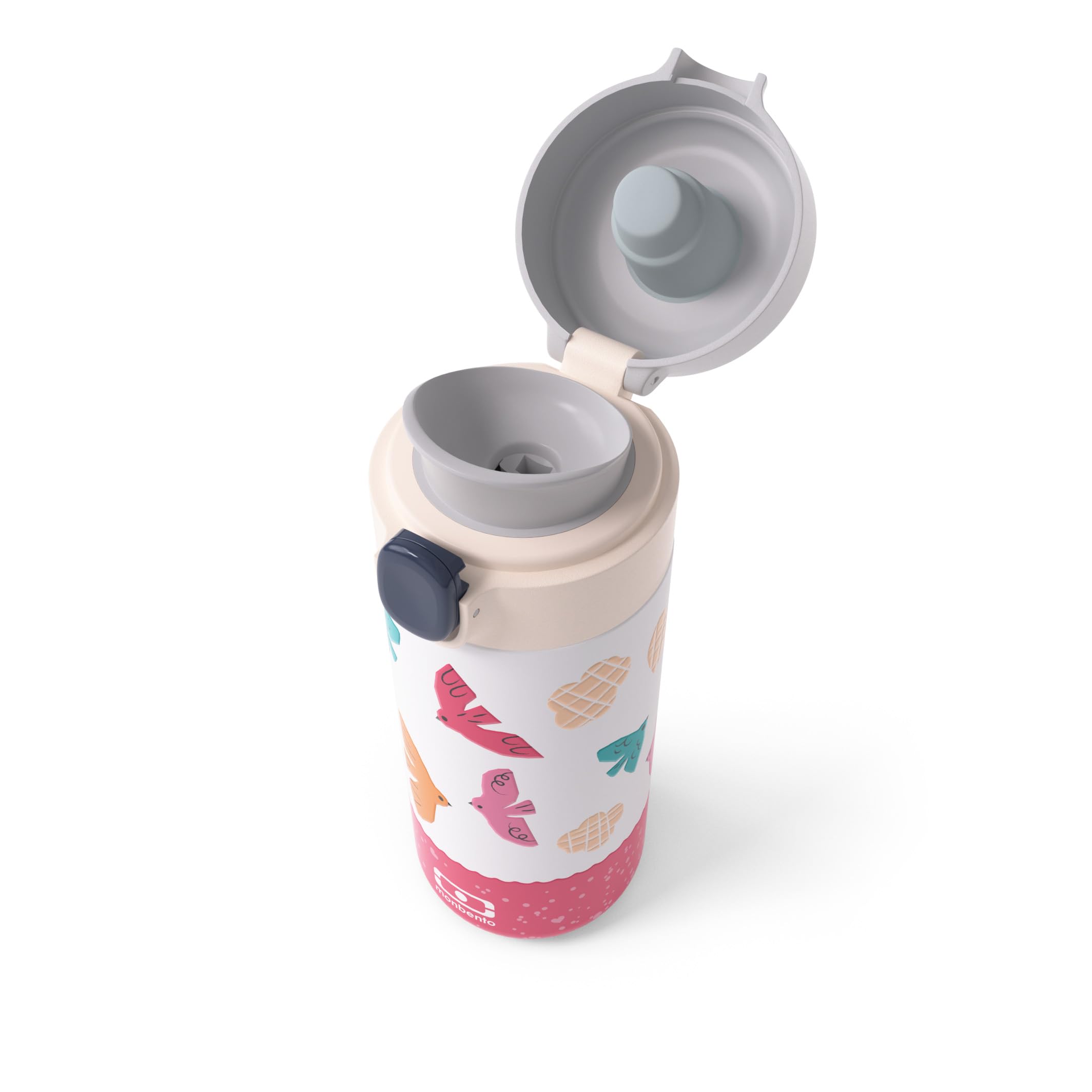 MONBENTO, Kids Insulated Water Bottle Pop Pink Birds, 360 ml/13 floz Kids Stainless Steel Water Bottle - Image 3