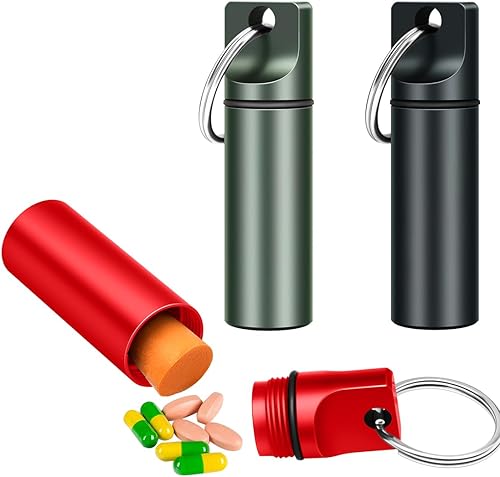 EFFIET - Paquete de 3 llaveros para pastillas, impermeable, pequeño, para viajes, medicina, para bolso, organizador de mini tableta, bolsillo para
