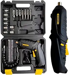 Chave de Fenda Elétrica Recarregável com Luz Led KIT 47 Peças Pontas Variadas 3.6V Reparos Domésticos Praticidades Montagem de Móveis PREMIUM