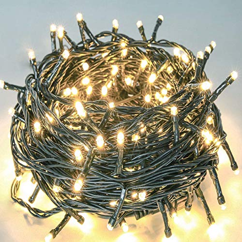 95FT 240 LED Green Wire Christmas String Lights (Extra-Long & Ultra-Bright), Upgraded Christmas Tree Lights with 8 Modes, Indoor Outdoor Plug in String Lights for Wedding Party Holiday (Warm White)