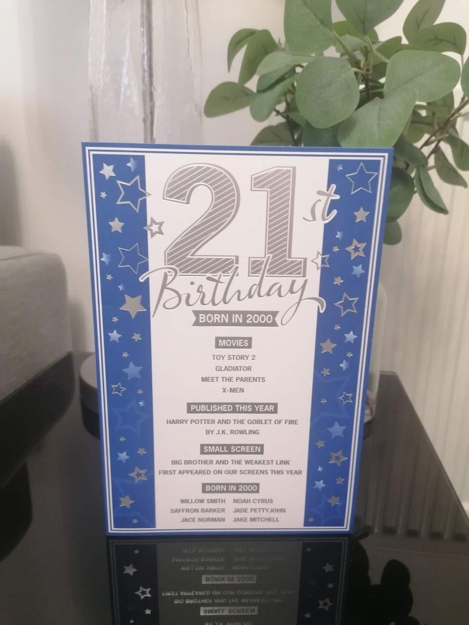 AGE 21 MALE 21ST BIRTHDAY BORN IN 2000 ON THIS YEAR HIGHLIGHTS KEEPSAKE CARD (NEW FOR 2021)