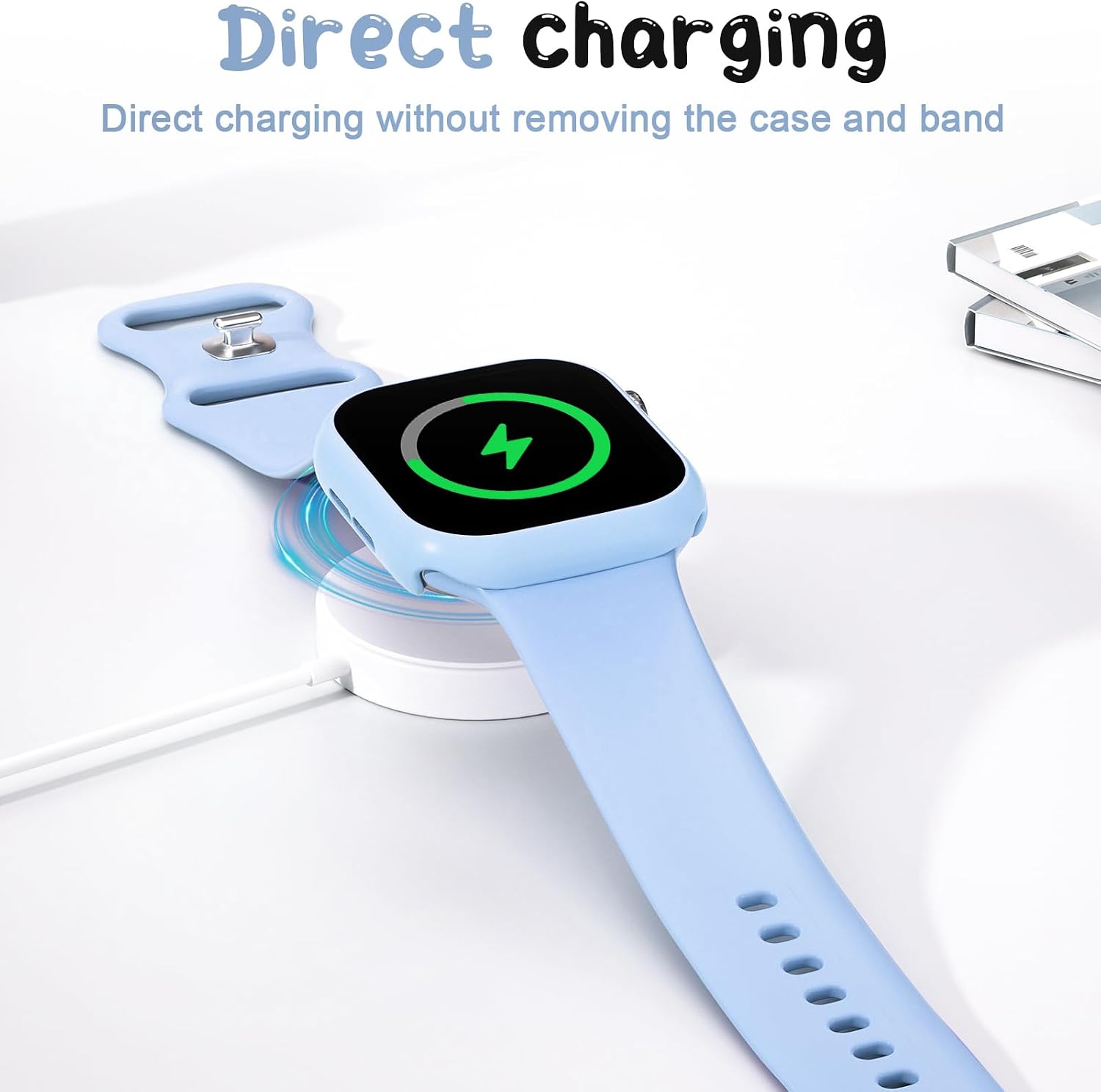 Silicone Band with Case Compatible with Kids Apple Watch Band, Soft Sport Strap and Protective Cover with Tempered Glass for iWatch Series 11 10 9 8 7 6 5 4 3 2 1 SE3 SE2 SE 38/40/41/42/44/45/46mm