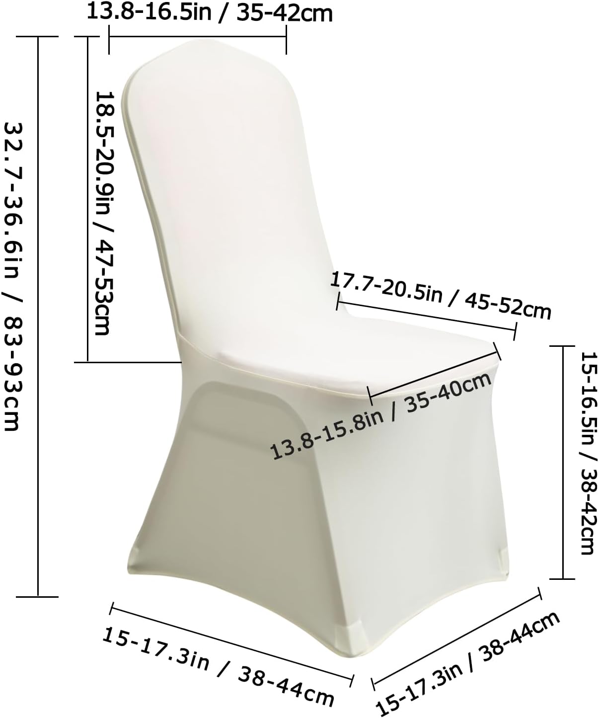Spandex Chair Cover - Stretchable Universal Dining Chair Slipcover - Fits Most Chairs, Elastic Washable, Wrinkle-Resistant -Modern Solid Color for Home,Wedding,Banquet,Party,Hotel (50, ivory, L)