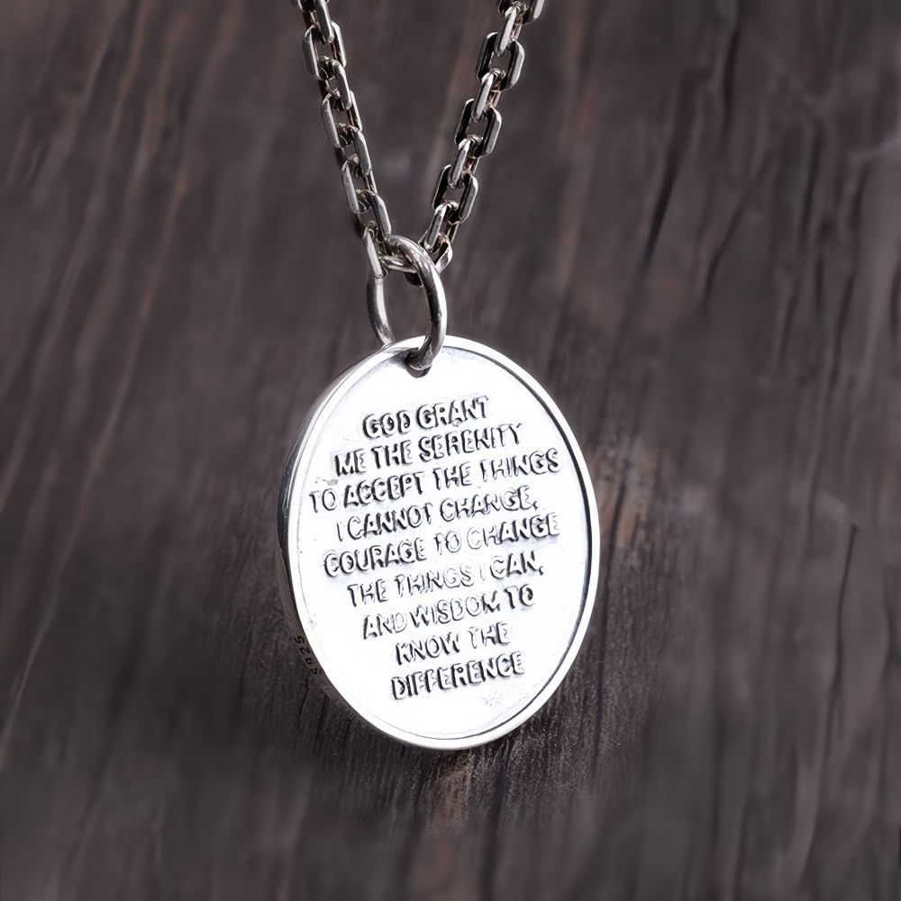 Collana ciondolo pendente medaglia moneta con mani in preghiera in argento sterling 925 per uomo donna