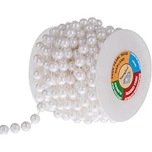 10mm Pearl Strands,9 Yds of White Fake Beads Garland Spool Roll with String Pearls for Crafting,Wedding Party,Christmas Tree Decoration.