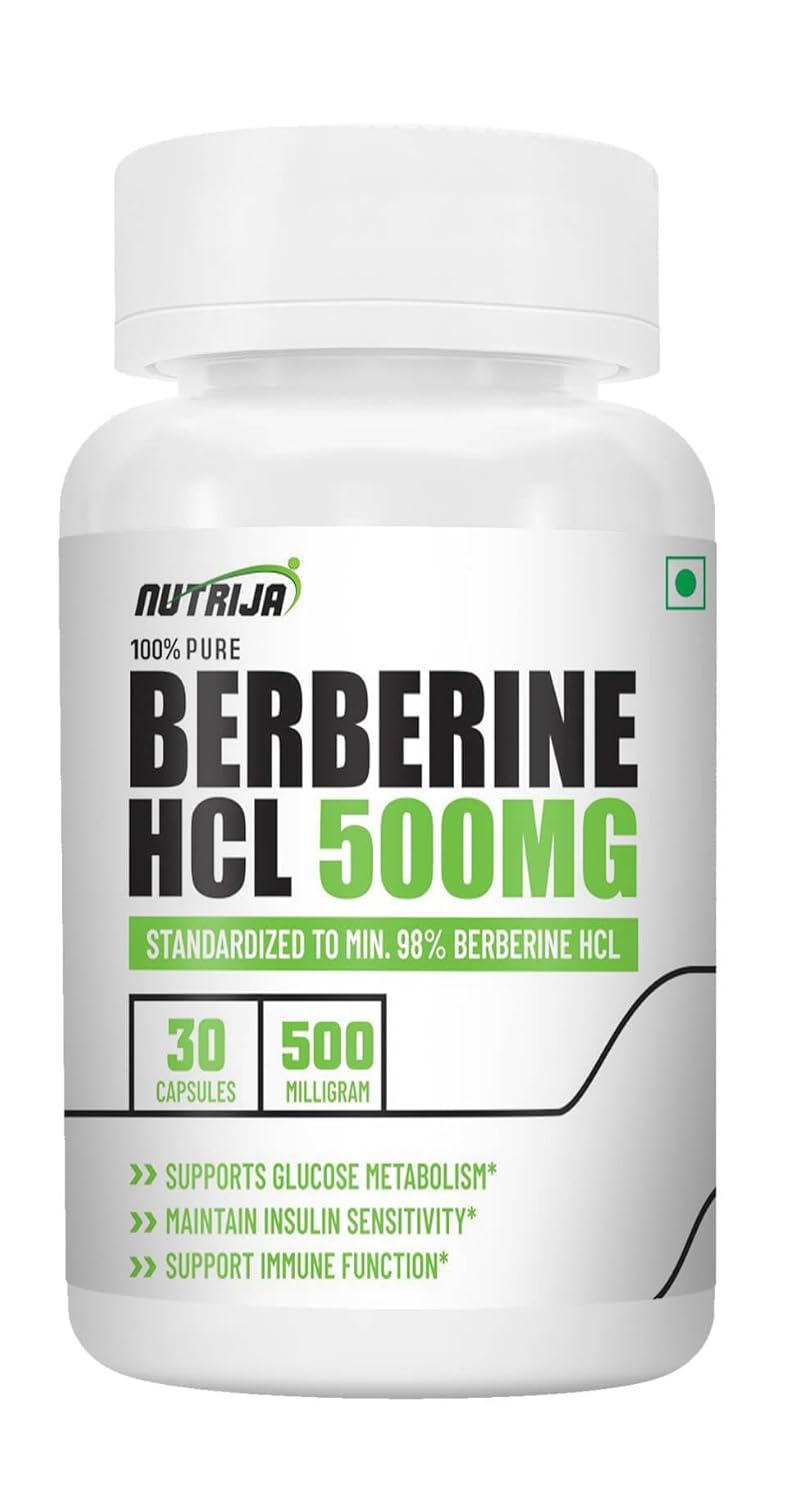 NutriJa Berberine HCL 500MG Capsules – 98% Highly Purified and Bioavailable Supplement -30 Capsules