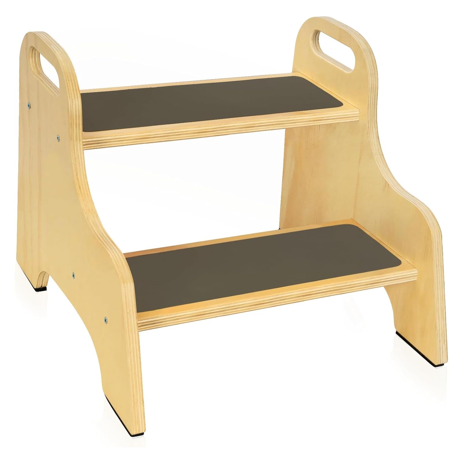 OUUTMEE Tritthocker Holz Kinder mit 2 Stufen Tragbarer Griff Hocker Kinder Geeignet für Waschbecken in Badezimmern, Toiletten, Küchen und Schlafzimmern