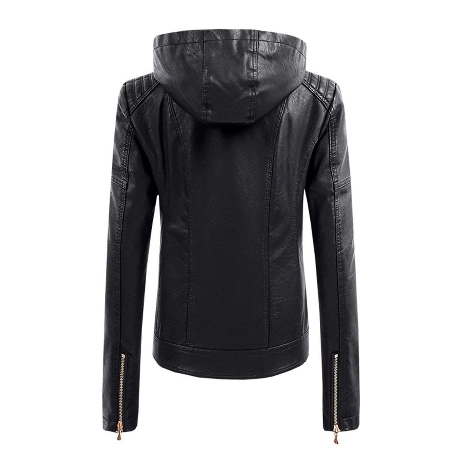 Chaqueta Cuero Mujer, Cazadora Cuero Mujer Cazadora Entretiempo Mujer Slim Fit Manga Larga con Bolsillos Y Cremallera Casual Chaqueta De Moto De Piel Sintética Faux Leather Biker Chaqueta De Invierno