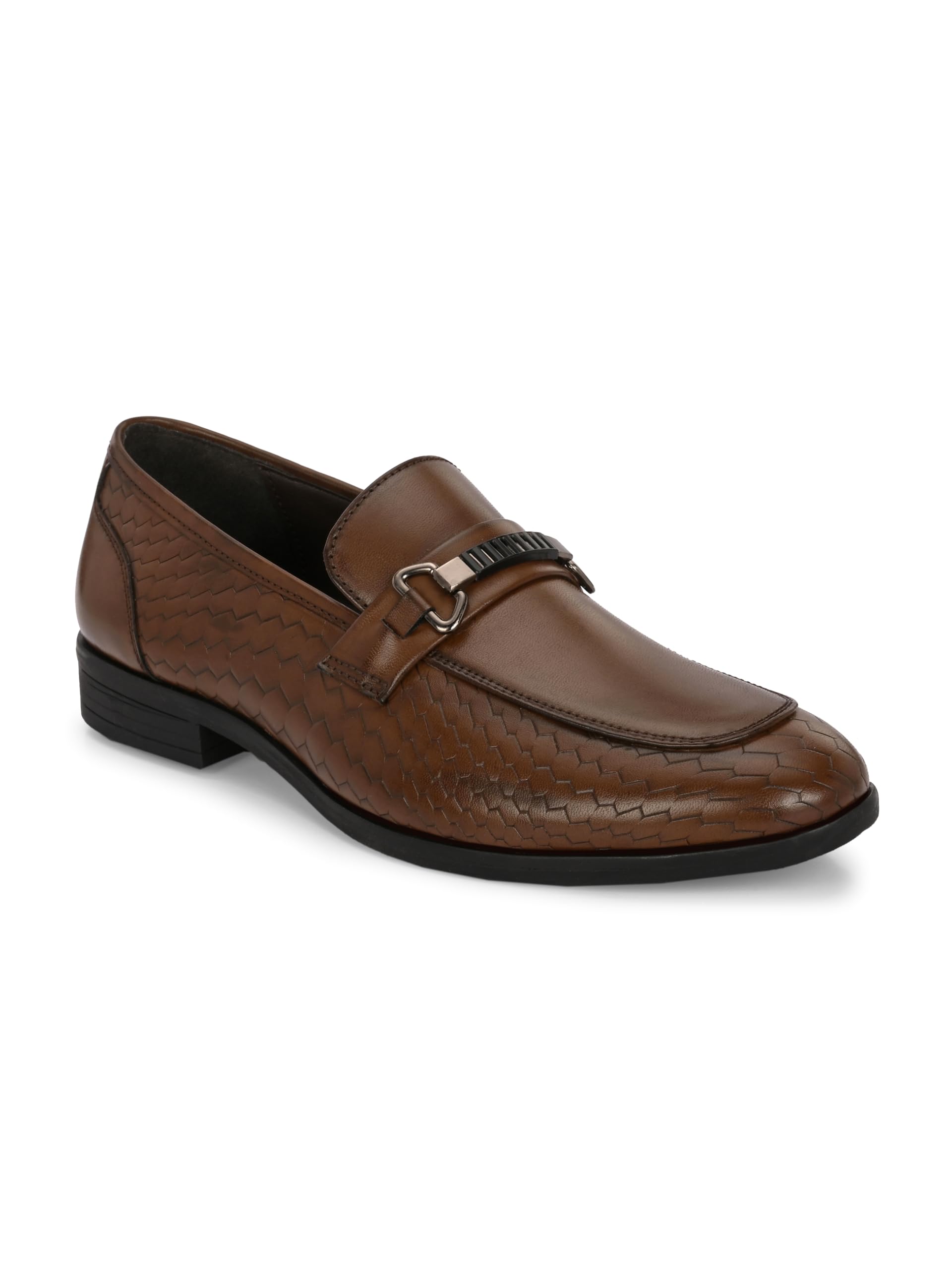 Men's Loafers Brown Textured Handcrafted Formal Horsebit Shoes/Slip-on Shoe for Office, Wedding & Parties/Easy to Match Moccasins with Stylish Lightweight and Comfortable-image-35