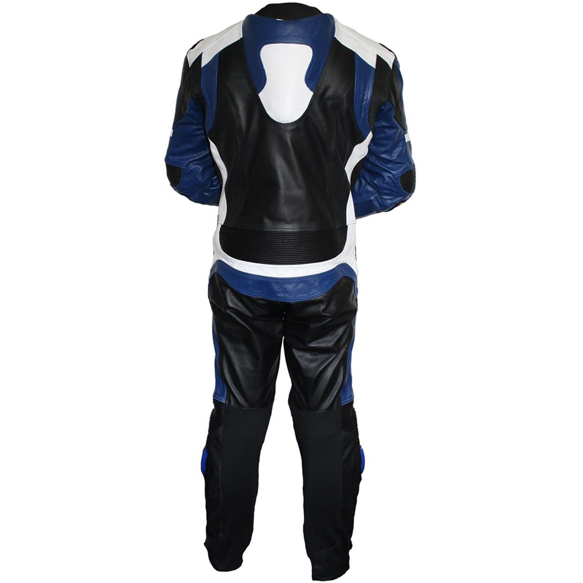 German Wear Einteiler Motorradkombi Lederkombi aus Büffelleder echtleder Kombi, 52/L, Farbe:Blau