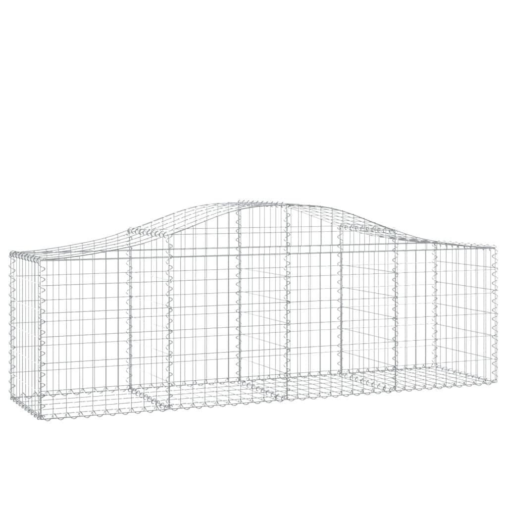 Gabionen mit Hochbogen 25 STK. 200x50x60/80 cm Drahtkorb Silber | Robuste Steinkörbe aus verzinktem Eisen für Terrasse und Vorgarten, inklusive verstärkter Verbindungs-Haken.