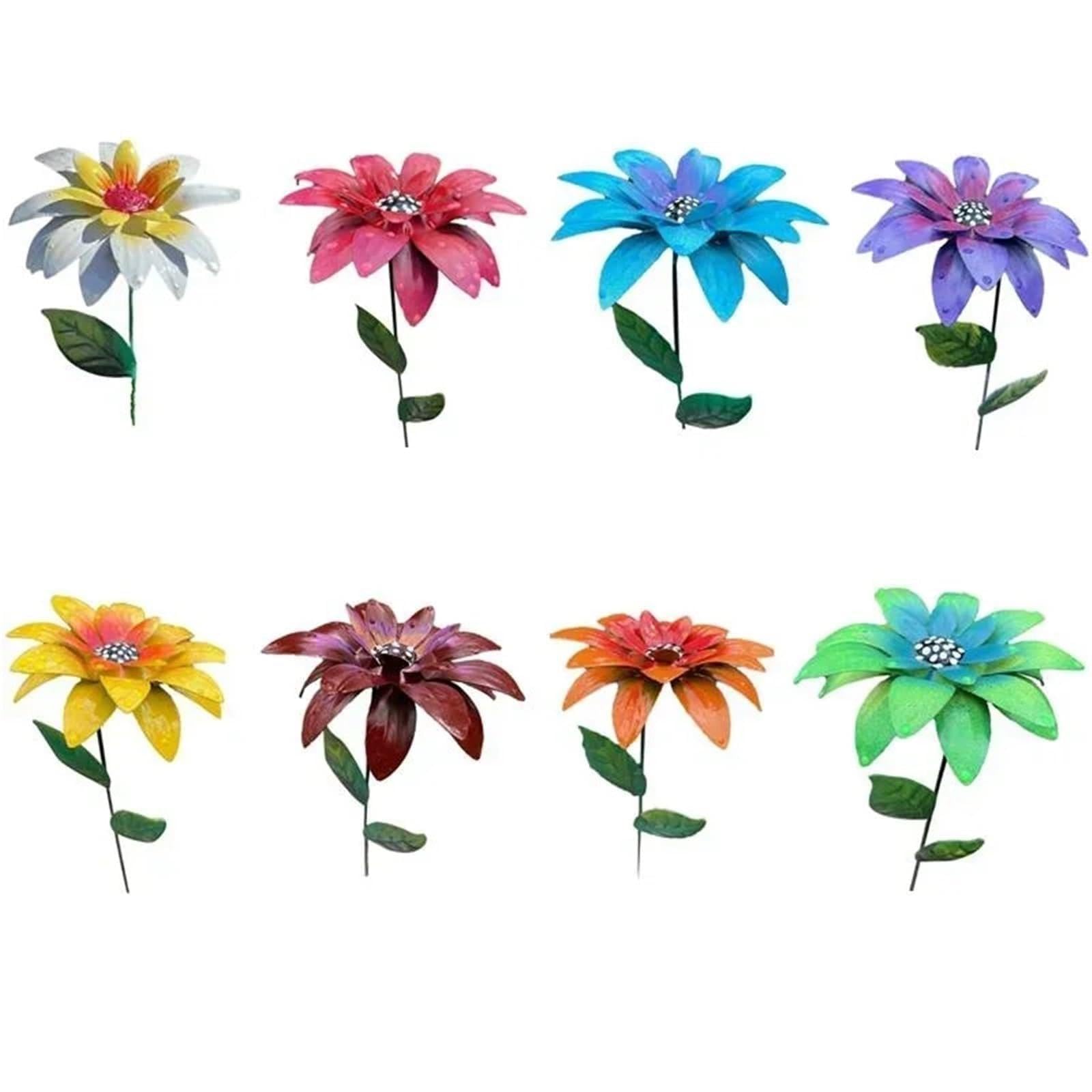 WJLYDM 8 Colors Metal Flowers Garden Stakes Patio Stick Indoor Outdoor Crafts Rustproof Iron Yard Art Lawn Decoration