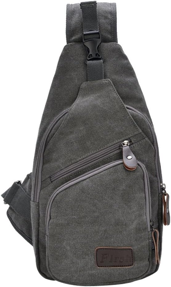 Daosen Casual Canvas Unbalance Backpack Sling Bag Men Shoulder Bag Chest Bag