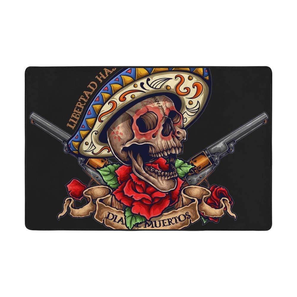 Tapis mort tête de mort grand format pour réchauffer un sol de salon froid avec style